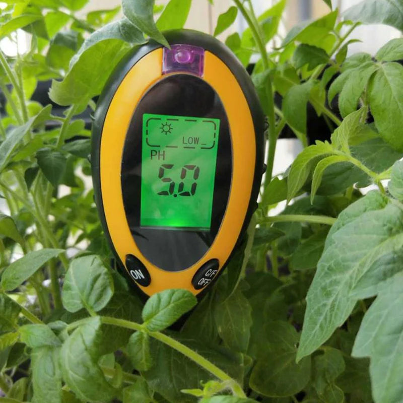 4 in 1 Soil PH Tester Light Sunlight Test Moisture Meter Temperature Tester. Qme