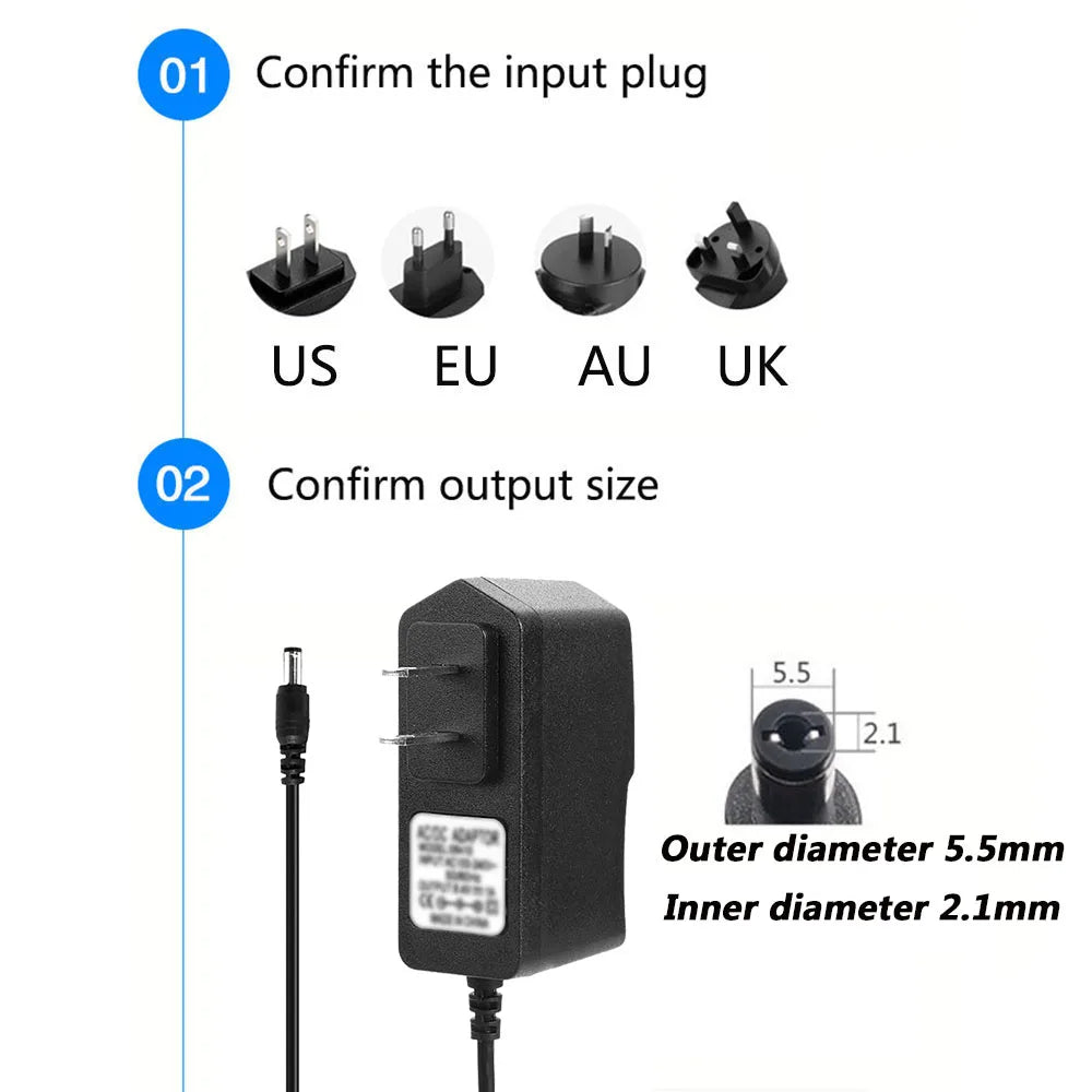 19V 0.5A 0.6A 1A LCD Display Power Adapter Cable Power Supply DC 5.5*2.1MM Qme
