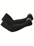 2 Sun Protection Breathable Sleeves Exposed Fingers Anti Shedding Qme black
