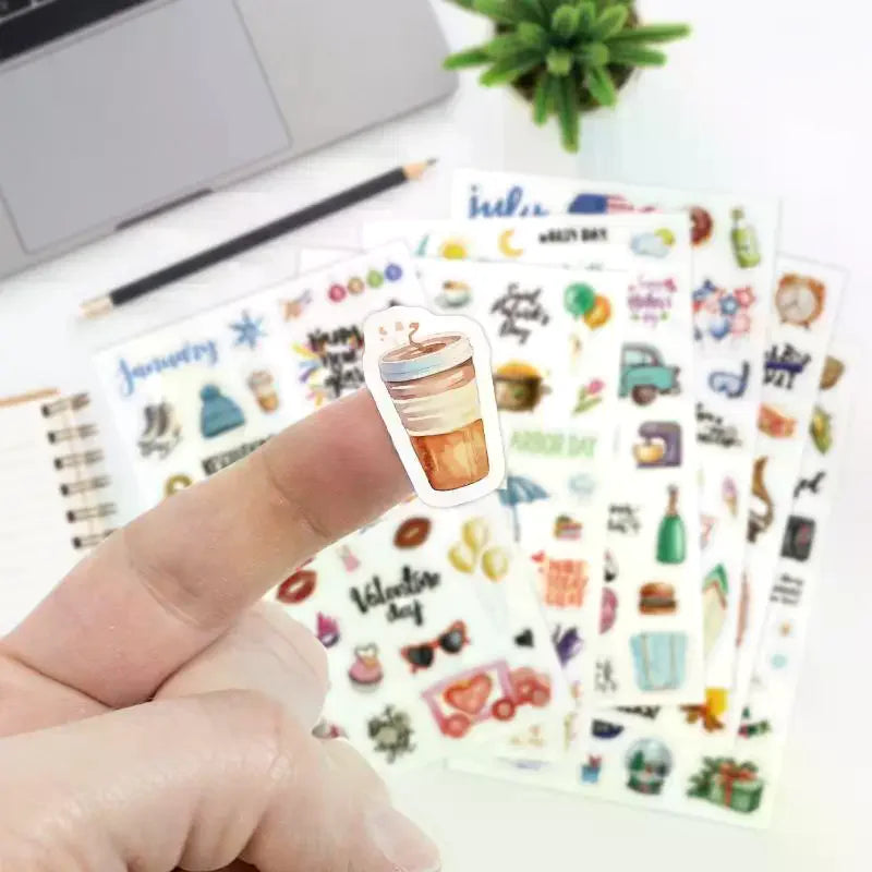 Planning Stickers Cartoon Daily Notes Festive Theme Creative Qme
