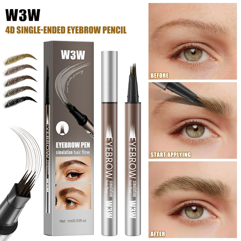 Liquid Eyebrow Pen, Simulated Brow Effect, Long-Lasting, Fade-Resistant, Waterproof & Sweat-Proof, Smudge-Proof, 5 Colors Availa Qme