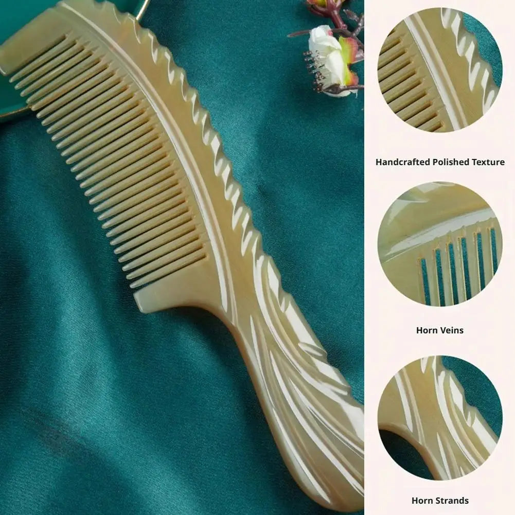 Fine Tooth Comb Horn Hand Made Polished Hair Anti Static Massage Qme