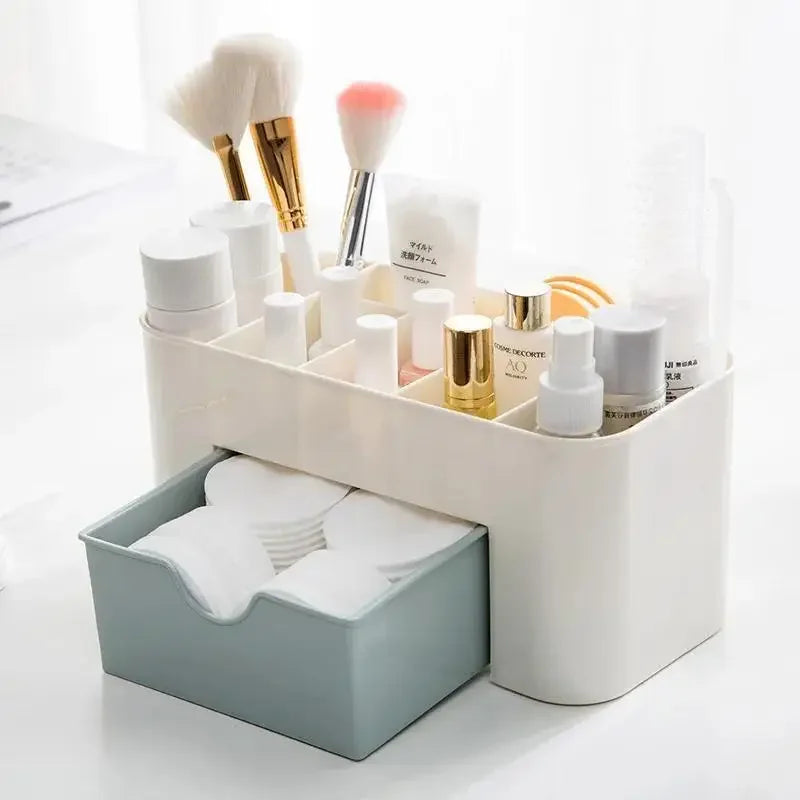 Nordic style desktop drawer-style cosmetic storage box -multi-layer makeup brush and jewelry storage box, with a transparent lid Qme