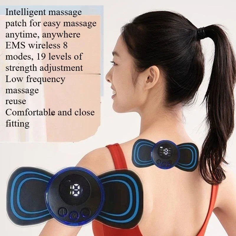 Spot cervical spine massage sticker mini cervical spine massager electronic pulse sticker shoulder and neck massager Qme Blue