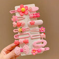 14Pcs/Set Cute Pink Hair Clips for Girls, Flower Star Bow Hairpins, Sweet Hair Accessories for Kids Daily & Party Use Qme 1set