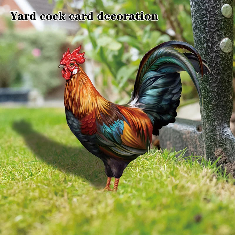 Patio Backyard Home Outdoor Decoration Garden Rooster Statue Chicken Qme