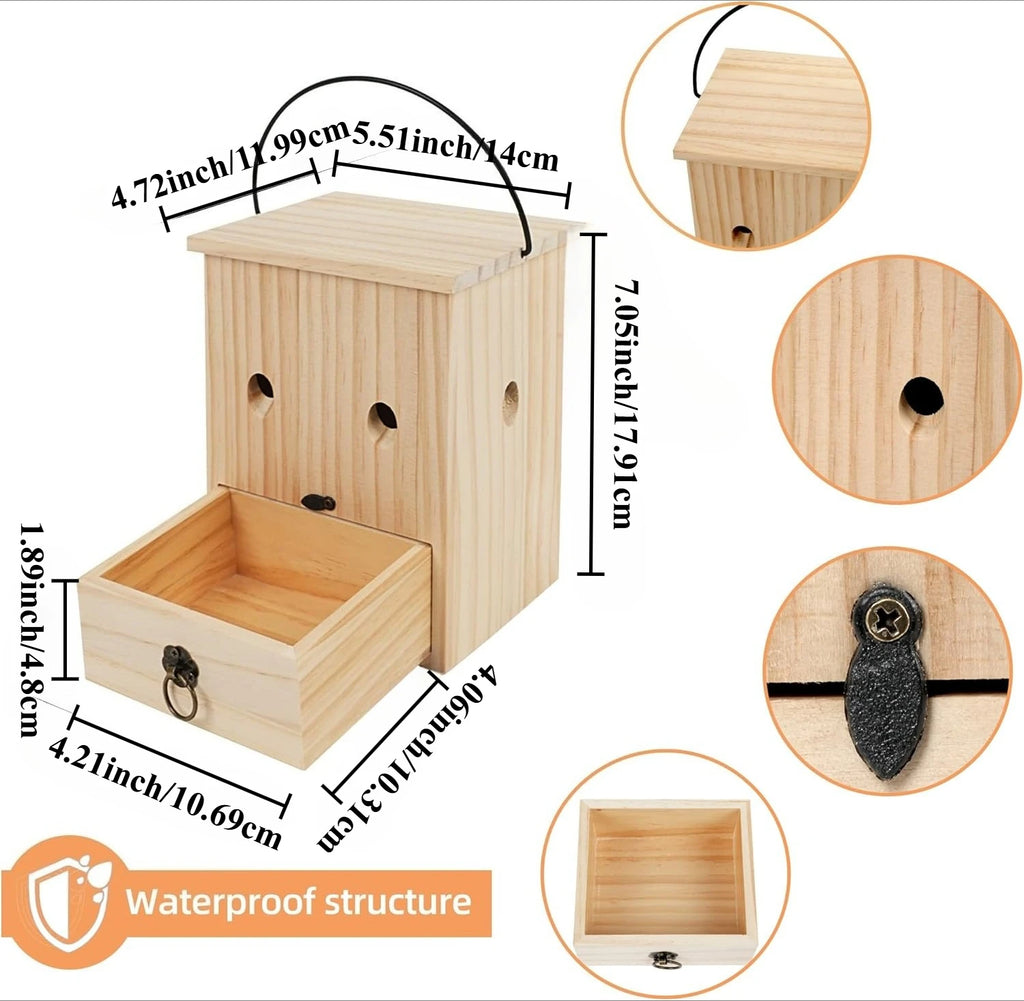 Wooden Carpenter Bee Trap for Outside Nature Hanging Wood Carpenter Bee Traps Outdoor Bee Trap Insect Traps Outdoor Garden Qme