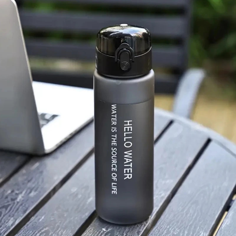 780ml Matte Frosted Sports Water Bottle Flip Top Leak Proof Portable Drinking Cup Outdoor Gym Travel Water Jug With Hand Strap Qme Black 780ml