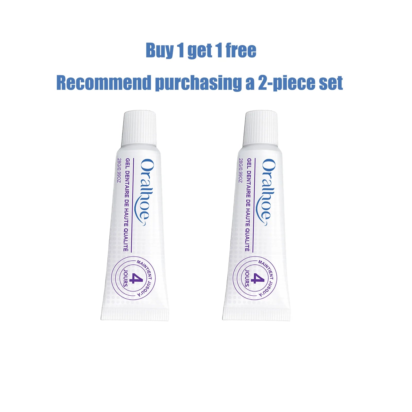 Oralhoe Denture Adhesive Long Lasting Fixation Denture Glue for False Teeth Denture Care Comfortable Portable Denture Fixing Gel Qme 28g x2
