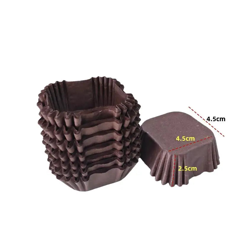 100/250Pcs Paper Holder Square Paper Liner Medium Size 45/50/55/62mm Paper Tray Oil Proof Cup Qme 250pcs 45mm Coffee