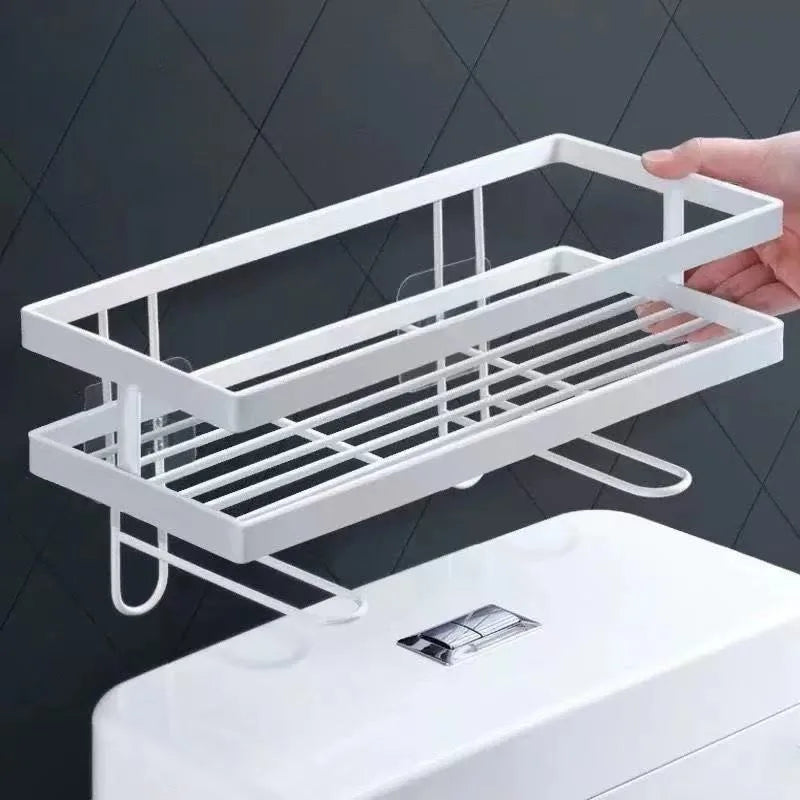 Non Perforated Toilet Storage Rack Double Layer Bathroom Organizer Qme