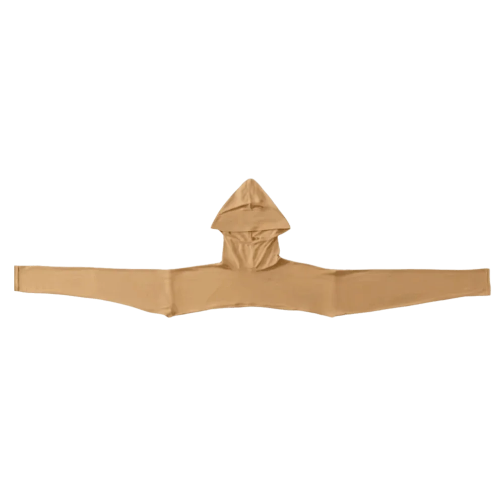 Polyester Hooded Capelet Long Arm Stretchy Multi-Functional Cape Full Neck Cover Skin-Friendly Sun Protection Sleeve Cover Qme Camel