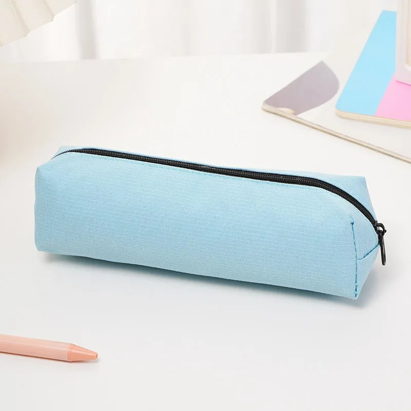 1pc Small Solid Color Simple Zipper Pencil Case Mini Pen Bags Stationery for School Office Suppliers Qme