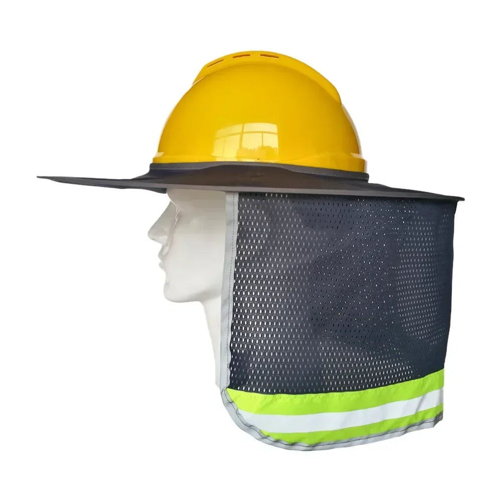 Summer Hard Hat Sun Shade, Reflective Protection Helmet Neck Shield for Construction Workers to Prevent Sunburn Qme Navy blue Without safetyhelmet