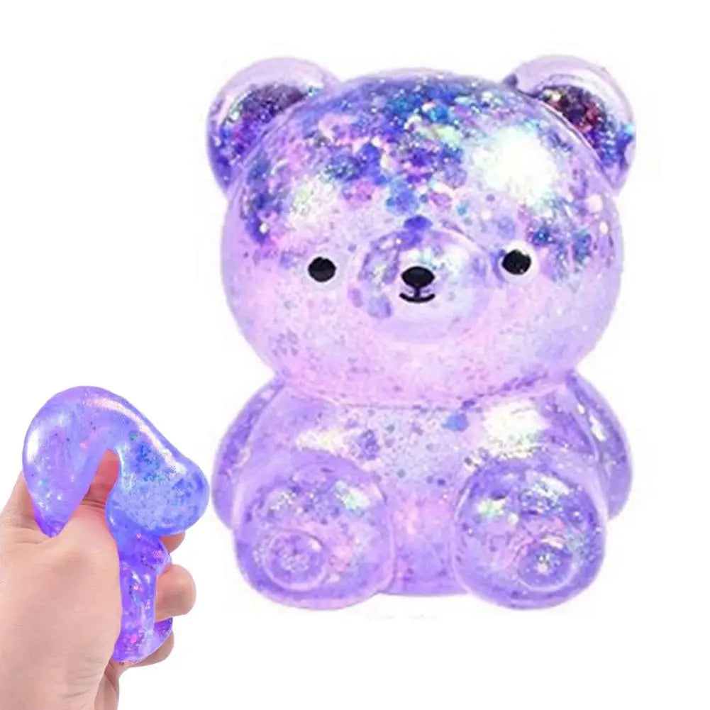 Glitter Capybara Bear Squishy Fidget Toy Colorful Sensory Stress Qme Purple bear