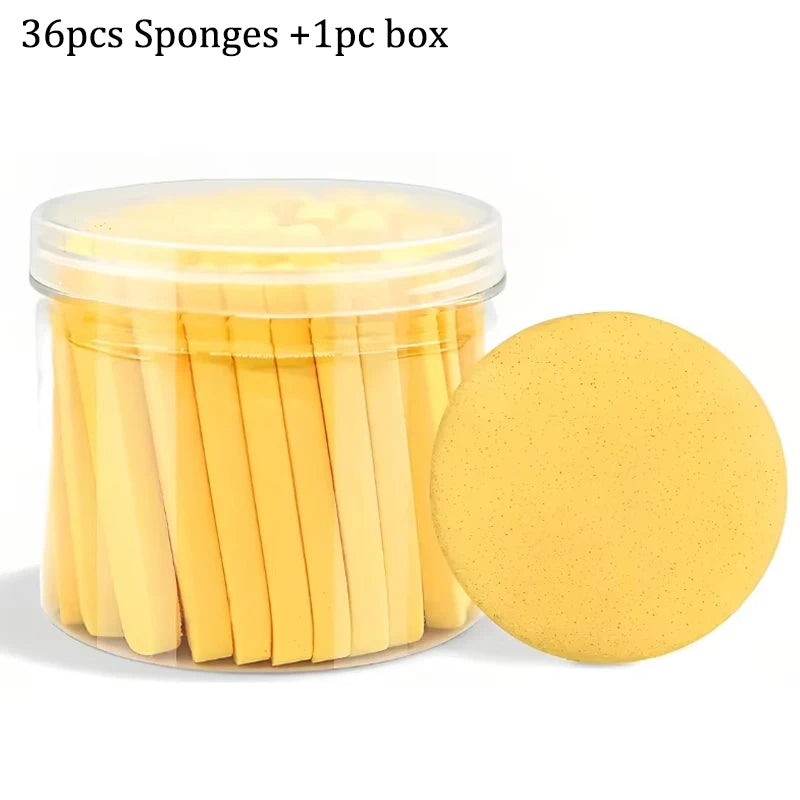Compress Face Wash Puff with Storage Box Facial Cleansing Sponge for Makeup Remover Round Face Wash Sponge Skincare Beauty Tool Qme YELLOW