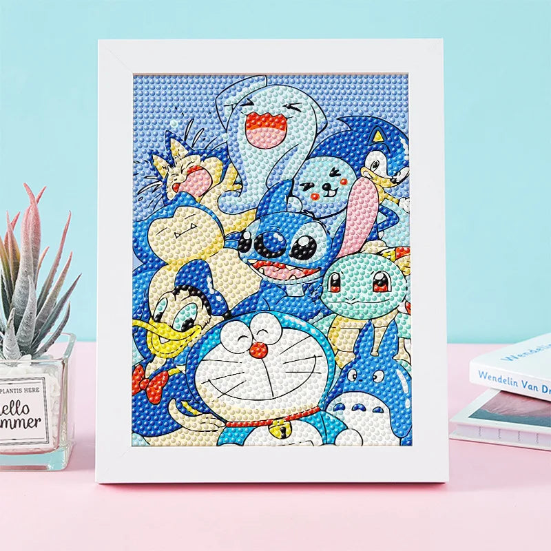 Hello Kitty Kuromi Diamond Painting DIY Craft Kit with Frame Cartoon Diamond Painting for Students Diamond Painting Gift Qme 37