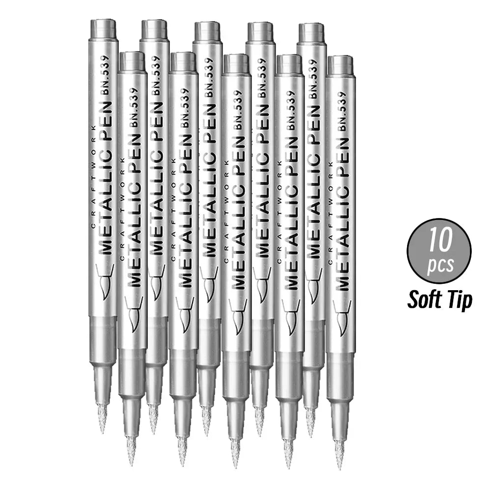 3pcs Brush Metallic Paint Marker Pens Gold Silver Color Permanent Art Marker For Manga Crafts Scrapbooking Stationery Supplies Qme 10p Soft Silver