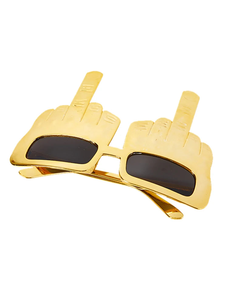 Creative Vertical Middle Finger Party Glasses Decoration Props Funny Qme Gold
