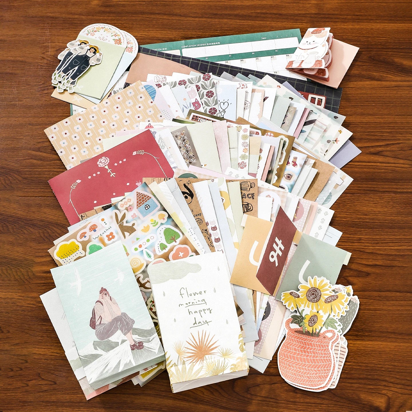 20/64 Sheets Kawaii Flash Film Die Cutting Stickers for DIY Diary Scrapbook Stationery Painting the Void Series Qme