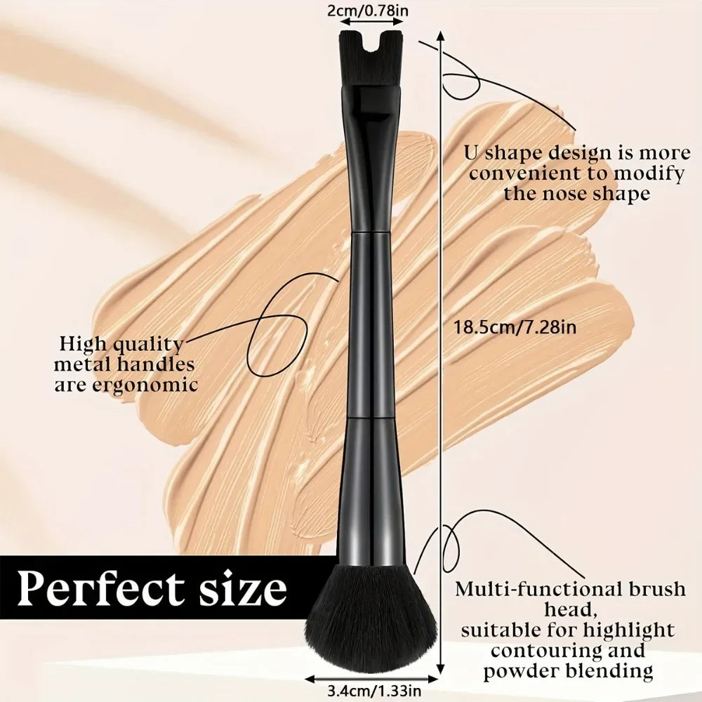 U-shape Nose Contour Brush Soft Synthetic Fiber Multi Use Precision Qme