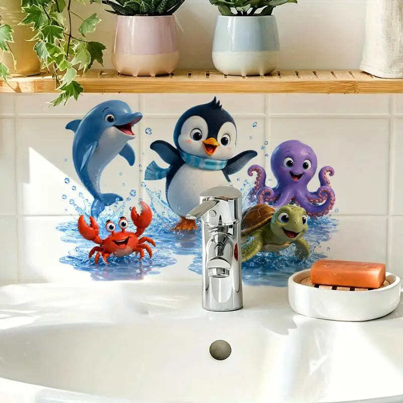 Bathroom Sink Area Backsplash Sticker Floral Waterproof Peel Stick Qme
