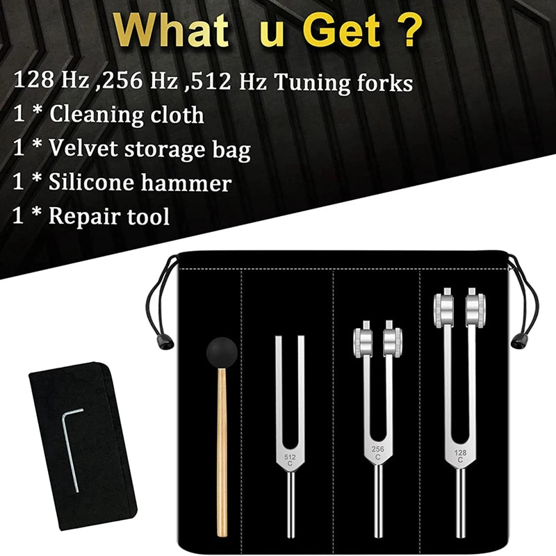 Tuning Forks Set-128 Hz, 256 Hz, 512 Hz,Tuning Forks Perfect For Healing,Chakra,Sound Therapy,Keep Body, Mind And Spirit Qme