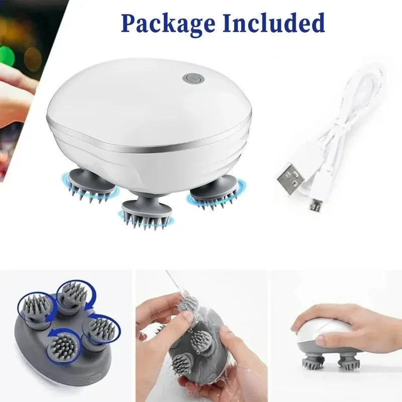 Adjustable Speed Red Light Head Massager Soft Silicone Scalp Care Qme