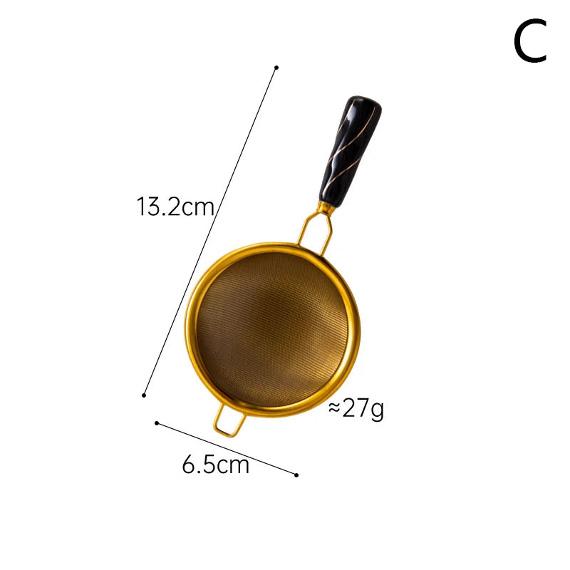 Creative Stainless Steel Tea Drain Reusable Long Wooden Handle Qme C