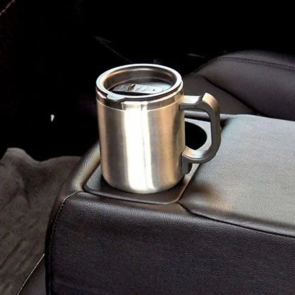 450ml Electric In-car Travel Heating Cup Stainless Steel Car Heated Mug 12V Heated Mug for Hot Water Tea Coffee Making Qme