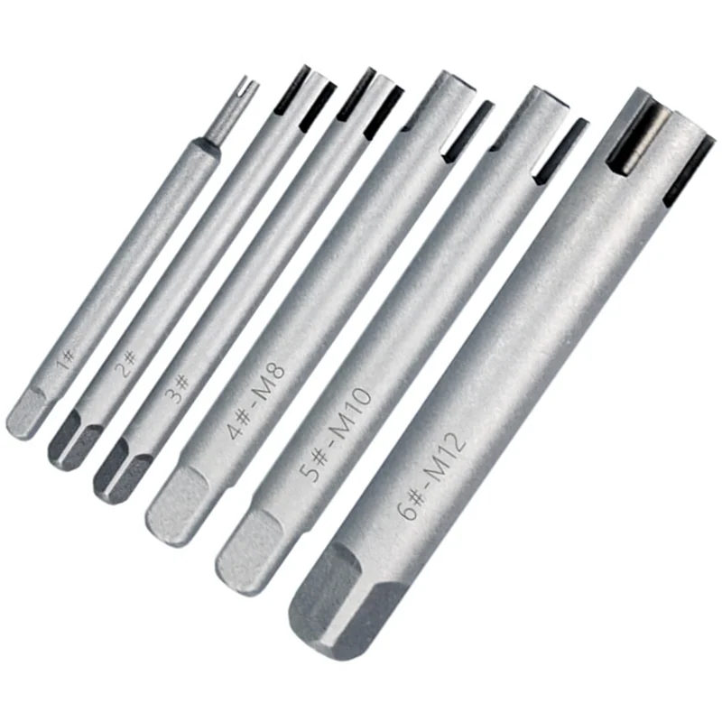 A02F-M4-M12 Broken Screw Tap Extractor Screw Stripping And Removal Hand Tool 6 Pieces Broken Head Extractor Hand Tool Qme