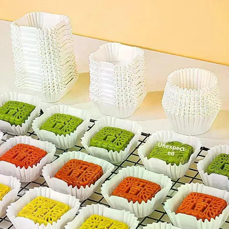 100/250Pcs Paper Holder Square Paper Liner Medium Size 45/50/55/62mm Paper Tray Oil Proof Cup Qme