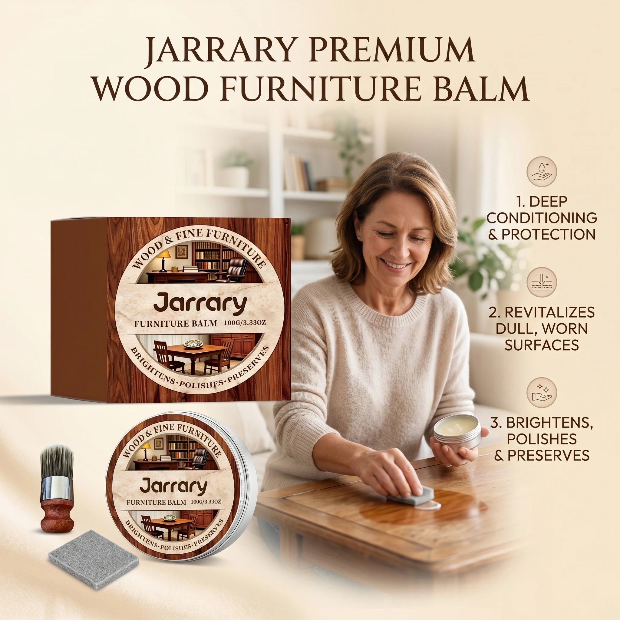 Wood Furniture Care Balm Cleaning Stain Repair Scratches Restore Shine Form a Protective Film Natural Furniture Beeswax Polisher Qme