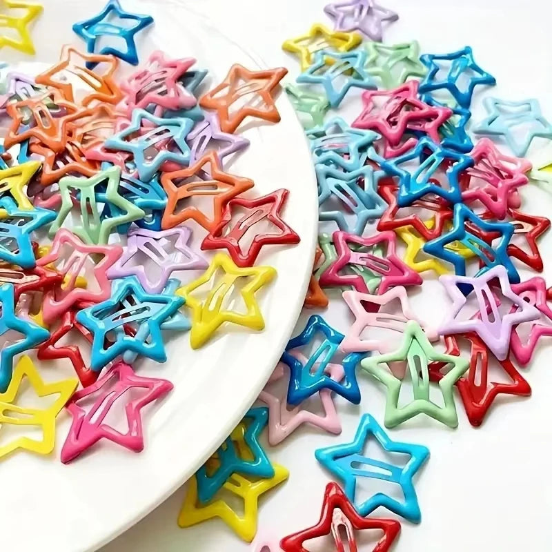 10/30/50pcs Colorful Star BB Hair Clips Girls Y2K Cute Star Barrettes Women Simple Metal Snap Clip Headdress Hair Jewelry Access Qme