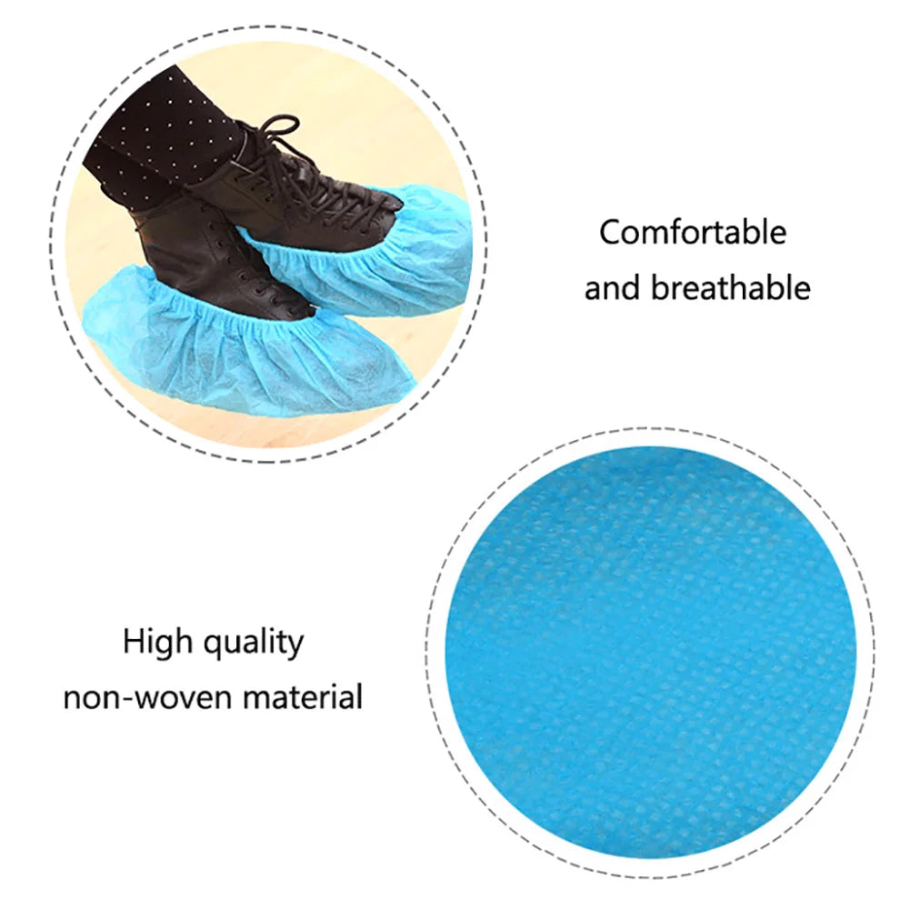 100PCS Anti Slip Disposable Shoe Covers with Elastic Band Waterproof Dustproof Foot Covers for Medical Home Indoor Use Qme