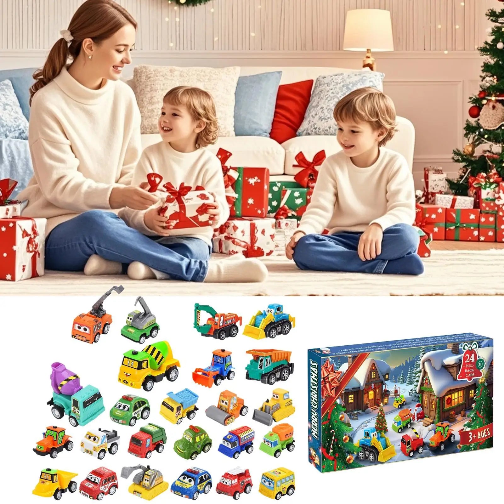 2025 Christmas Countdown Calendar 24 Days Pull-back Car Kid Small Qme