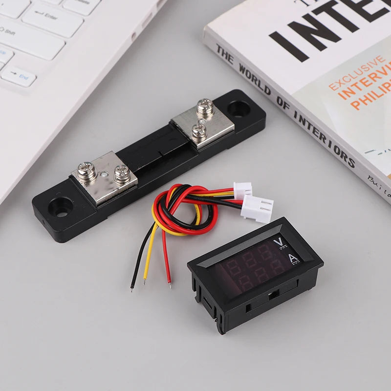 Mini Digital Voltmeter Ammeter DC 0-100V 50A Amp Volt Voltage Current Qme