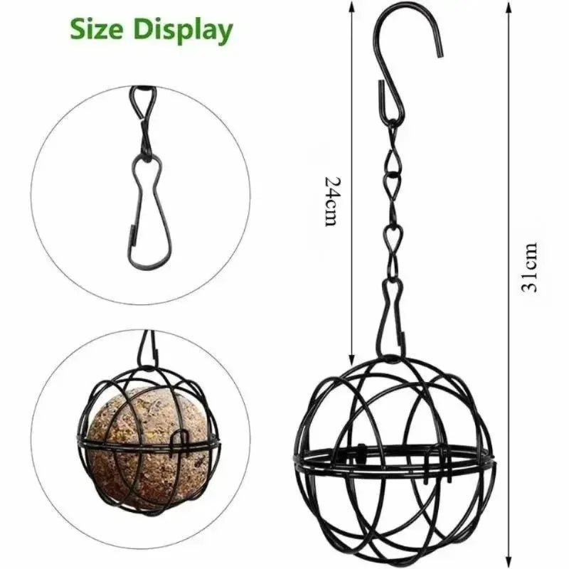Metal Suet Ball Bird Feeder Hanging Chain Squirrel Proof Outdoor Qme