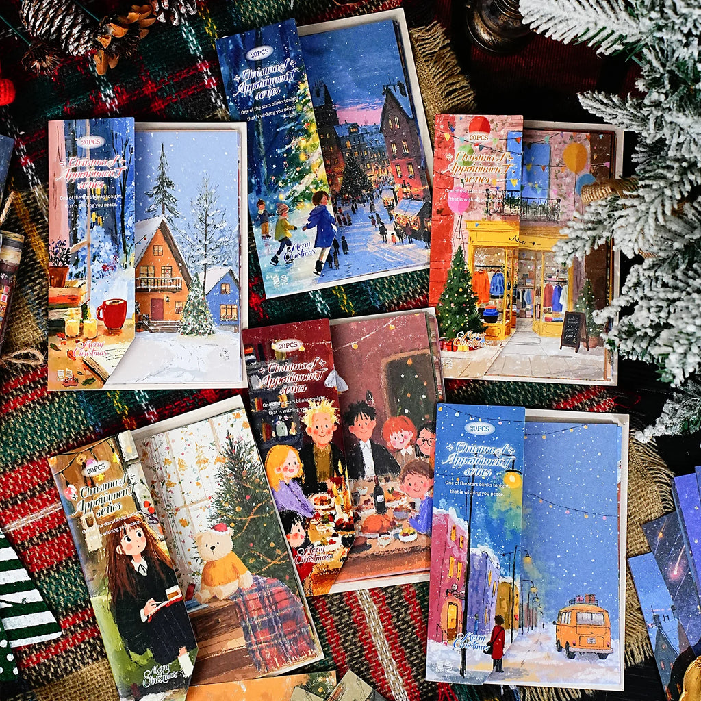 20 Sheets Christmas Theme Pattern Paper for Scrapbook DIY Gift Wrapping Card Making Art Craft Journaling Collage Background Qme