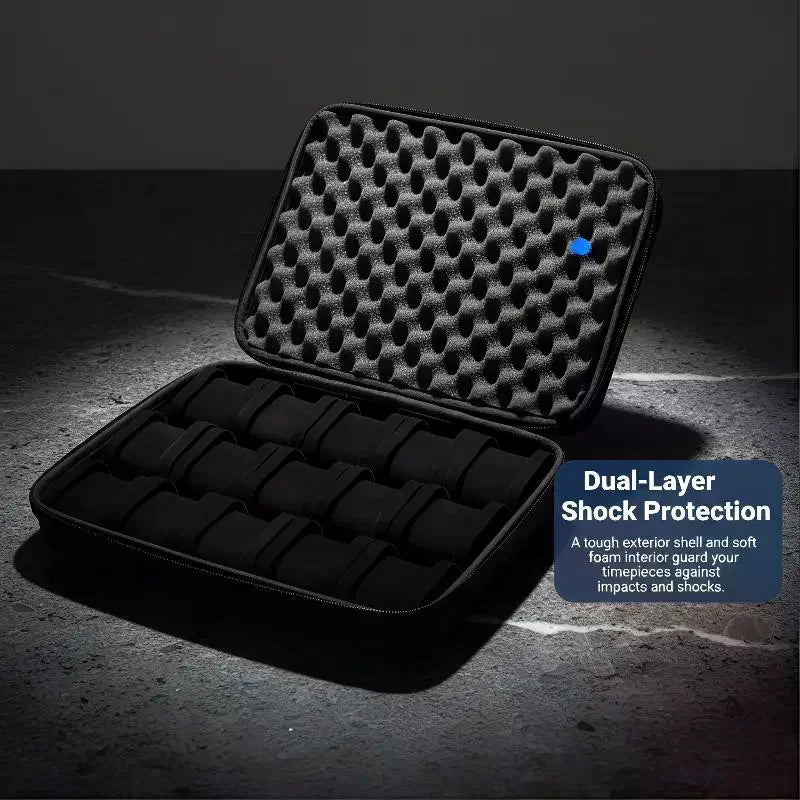 Watch Carry Box Hard-shell 15 Slots Storage Organizer Case Fit Large Qme