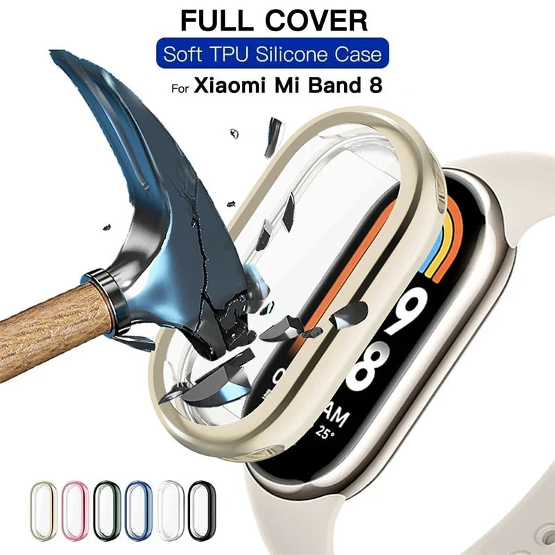 Protective Case Cover For Xiaomi Mi Band 8 Screen Protector Soft TPU with Sensitive Touch Control Miband 8 Accessories Qme