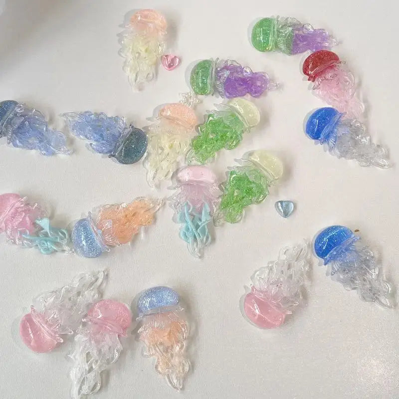 Creative Jelly Color Jellyfish Charm Keychain Y2K Beaded Pendant Phone Chain Car Hanging Decoration Bag Pendants Ornament Gifts Qme