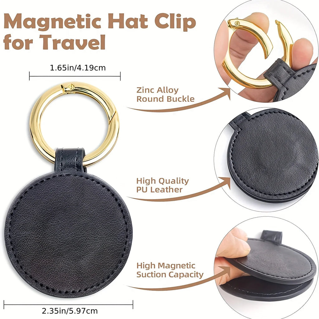 1PC Magnetic Hat Clip On Bag Hat Holder For Handbag Backpack Luggage PU Leather Hat Keeper Clip Travel Bag Accessories Qme