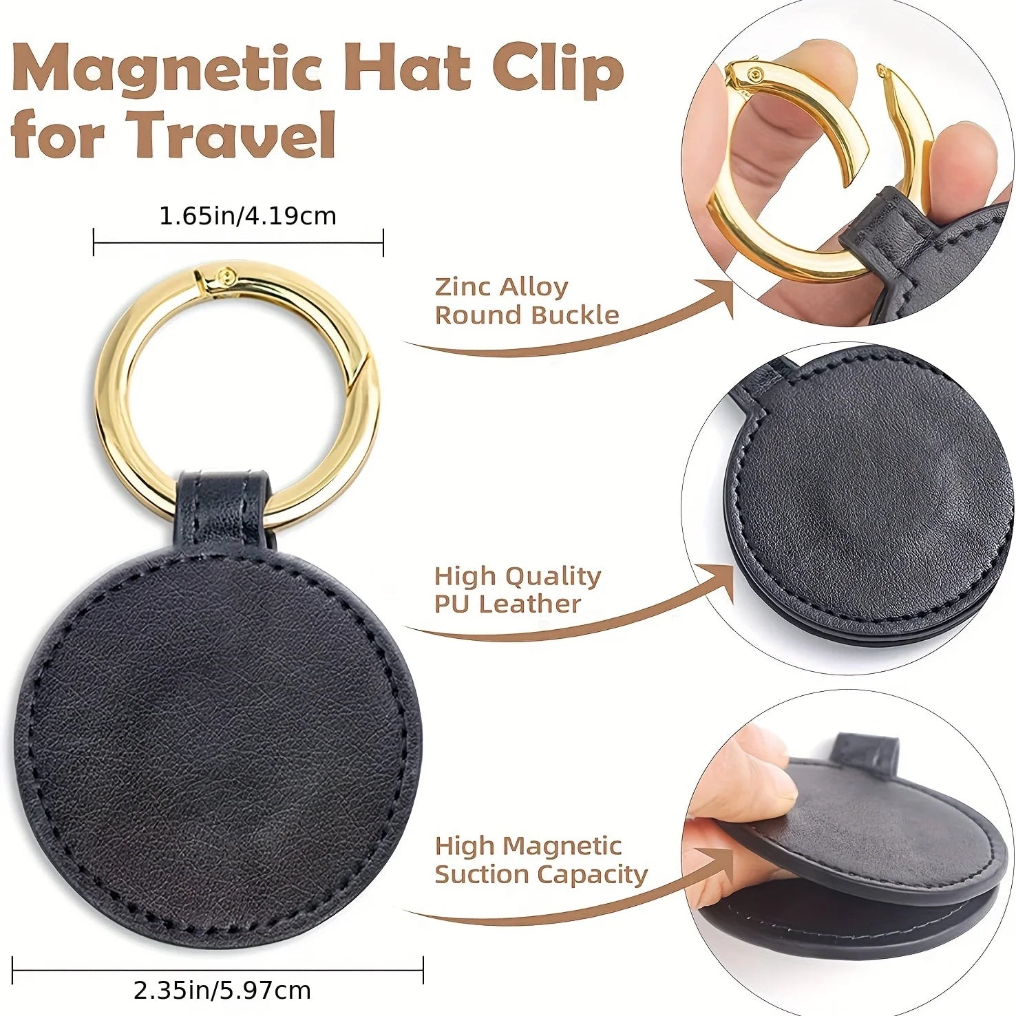 1PC Magnetic Hat Clip On Bag Hat Holder For Handbag Backpack Luggage PU Leather Hat Keeper Clip Travel Bag Accessories Qme