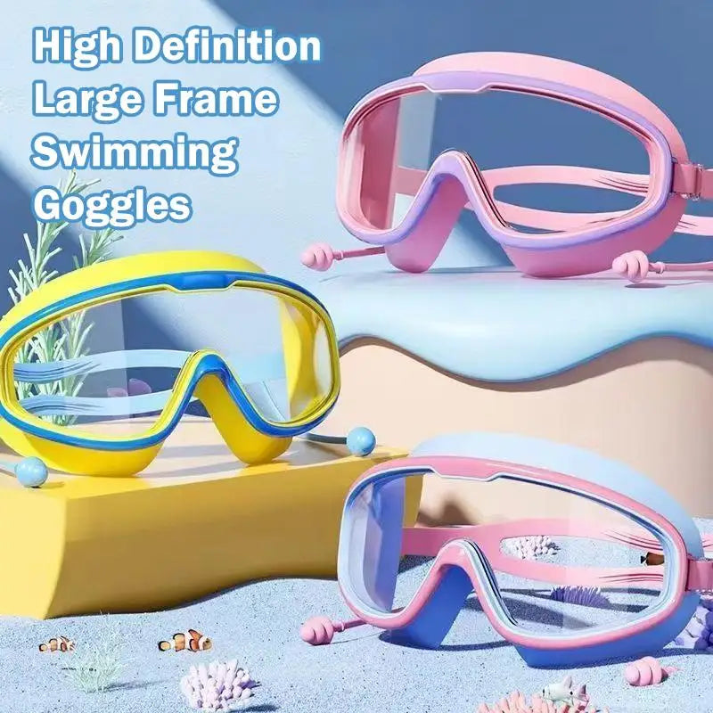 Kids Swimming Goggles Big Frame HD View Anti-fog Waterproof Qme