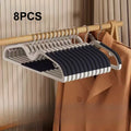 Non-Slip Clothes Hangers - Plastic Anti-Slip Hangers with Shoulder Grooves Space Saving Qme Black 8pcs