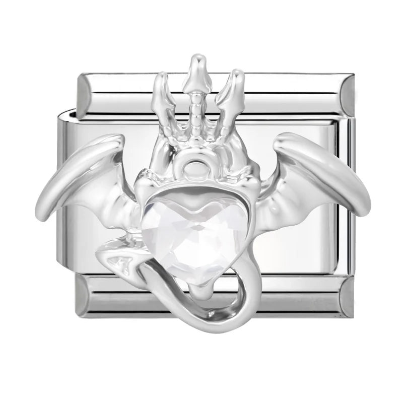 Fashion Love Heart Demon Wing Lovely Cat Elk Bowknot Shiny CZ Italian Links Charm Fit 9mm Stainless Steel Bracelet Making Gifts Qme Style 14