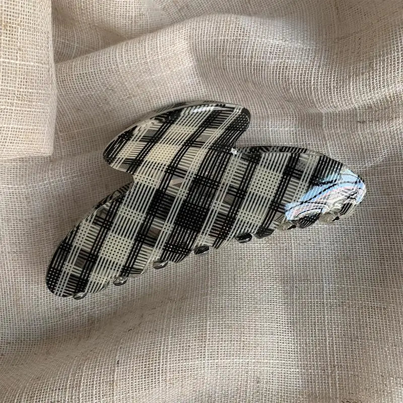 Elegant Plaid Series Acrylic Hair Claw Classic Retro Clips Trendy Qme A1