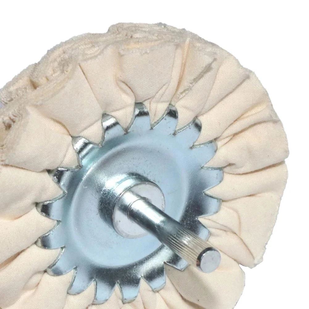 1x Buffing Wheel 100mm 4inch White Cotton Polishing Bit Head Open Bias 6mm Shank For Metal Plastic Wood Ceramic Glass Grinding Qme