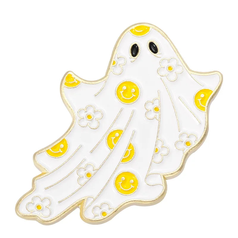 Ghost Enamel Pins Flower Punk Halloween Funny Cute Brooches Metal Badges Lapel Pin Women Kids Gifts Gothic Jewelry Wholesale Qme style 5